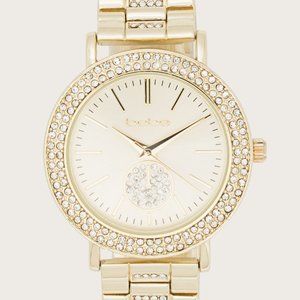 Bebe Watches Crystal Bezel Subdial  Gold  NIB new